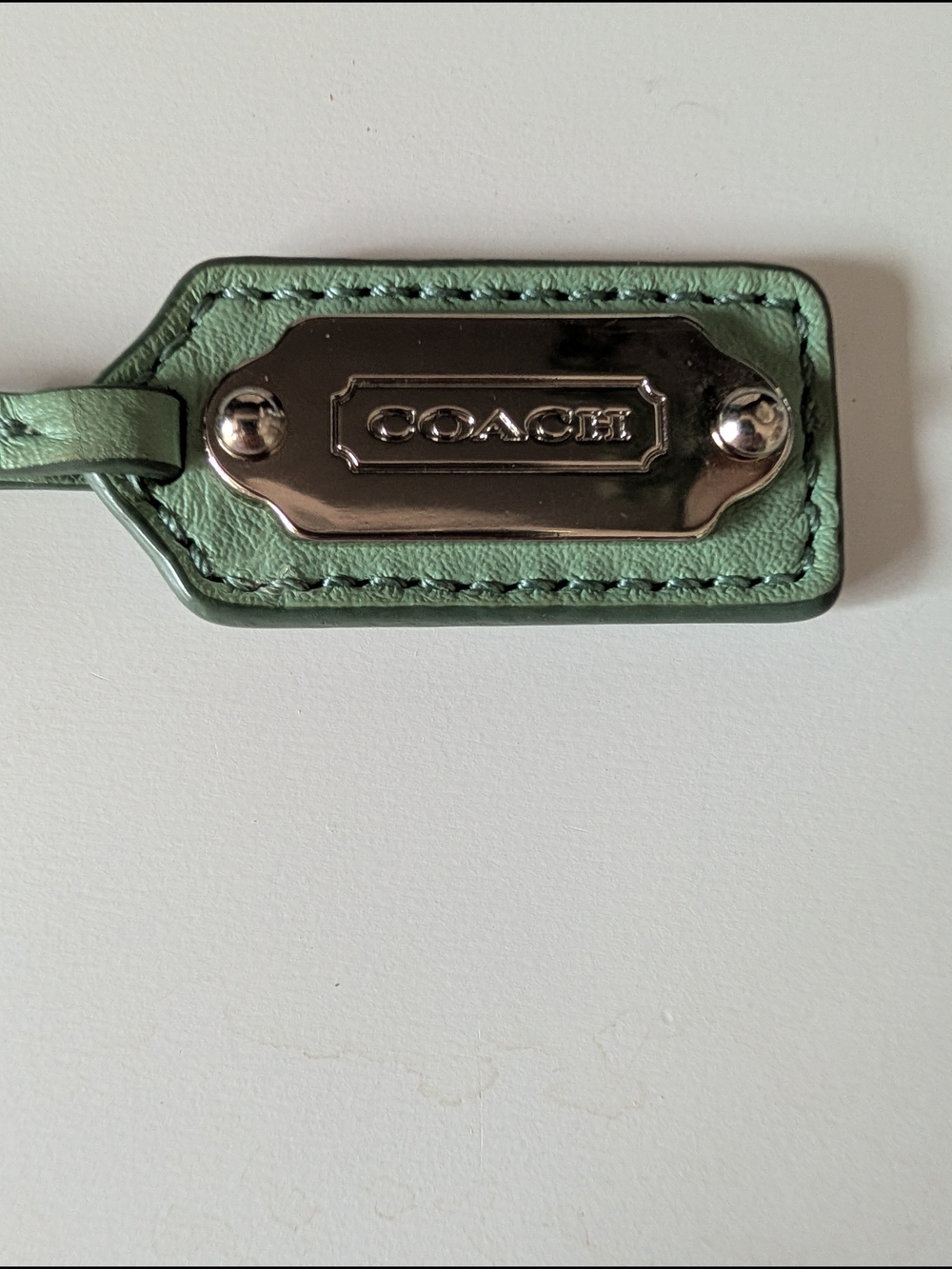 Coach Vintage Y2K Soho 2” Leather Mint Green Hangtag with Silver Plaque